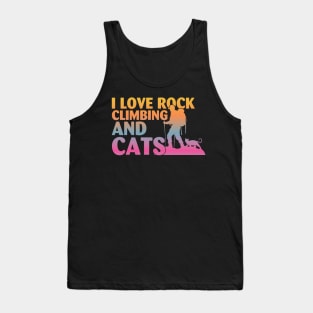 I Love Rock Climbing & Cats Cute Kitty Cat Lover Tank Top